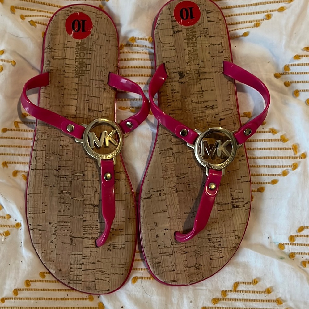 Michael Kors sandals, hot pink. Lightly worn